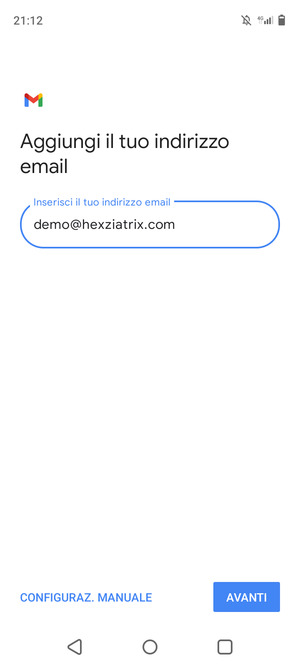 Inserisci il tuo indirizzo email e seleziona AVANTI
