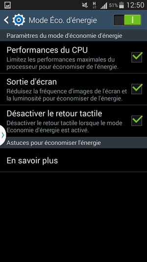 Activer le Mode Éco. d'énergie