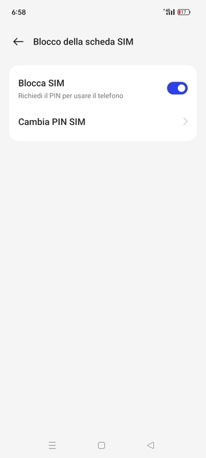 Seleziona Cambia PIN SIM