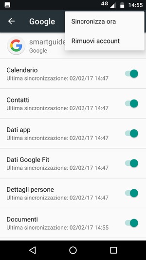 Seleziona Sincronizza ora