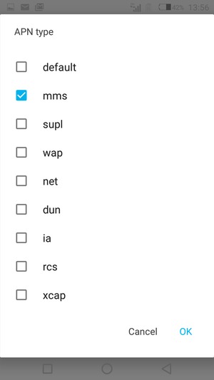 Check the mms checkbox and select OK