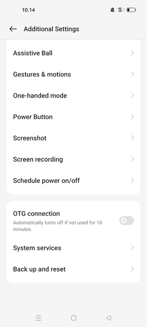 Scroll to and select Back up and reset