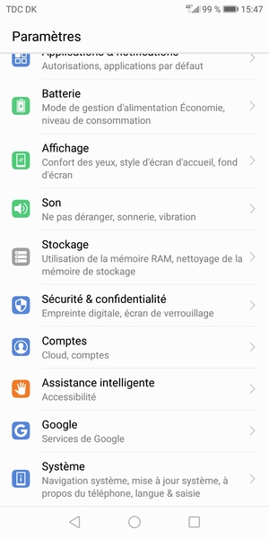 Faites défiler et sélectionnez Sécurité & confidentialité