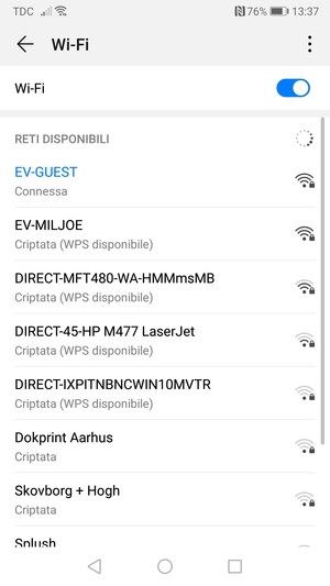 Ora sei connesso alla rete Wi-Fi