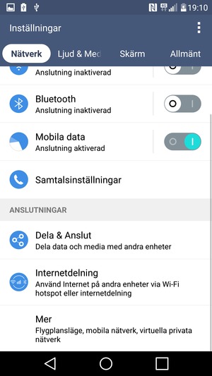 Välj Nätverk och Mer