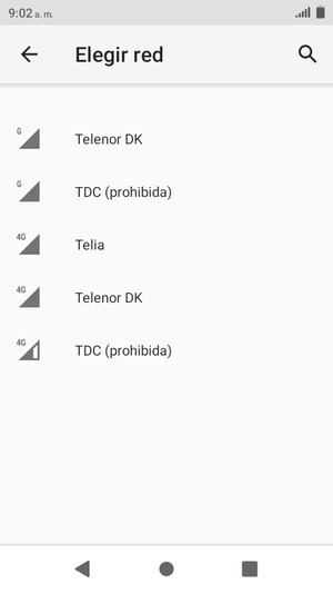 Seleccione un operador de red de la lista
