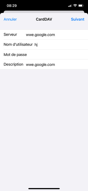 Saisissez vos informations Google et sélectionnez Suivant