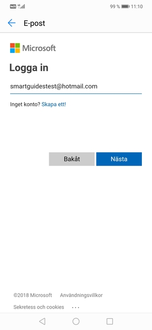 Ange din Hotmail-adress och välj Nästa