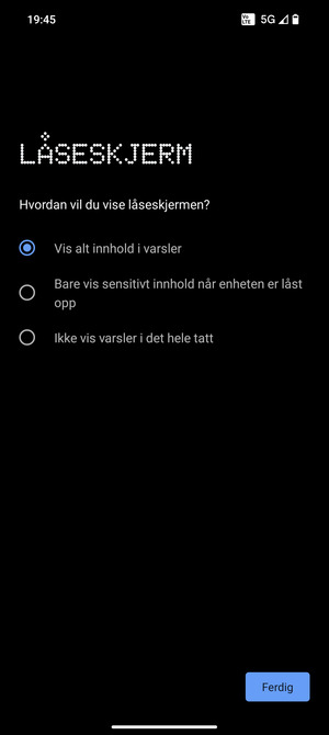 Velg ønsket alternativ og velg Ferdig