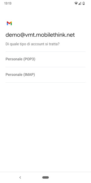 Seleziona Personale (POP3) o Personale (IMAP)