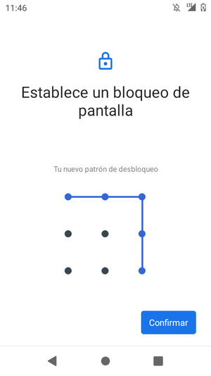 Dibuje de nuevo el patrón de desbloqueo y seleccione Confirmar