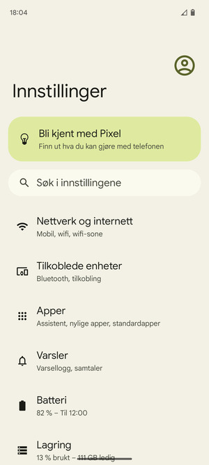 Velg Nettverk og internett