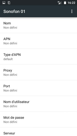 Saisissez les informations Internet