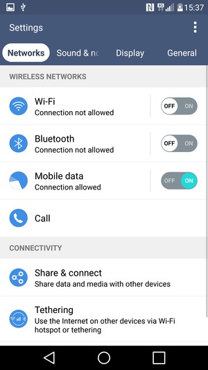 Select Networks and Wi-Fi