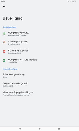 Om uw schermvergrendeling te activeren, ga naar het Beveiliging-menu en selecteer Schermvergrendeling
