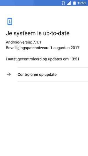 Als uw telefoon up-to-date is, zult u het volgende scherm zien