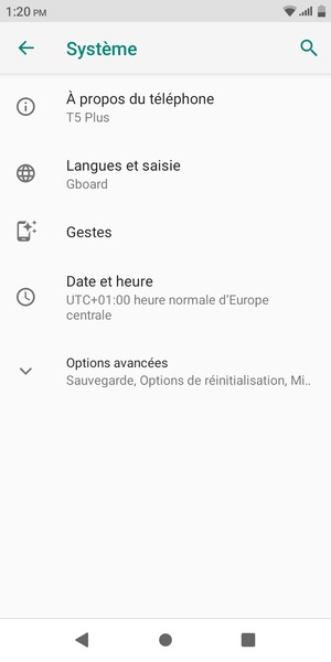 Sélectionnez Options avancées