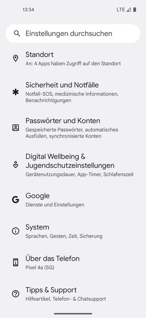 Scrollen Sie und wählen Sie Passwörter und Konten