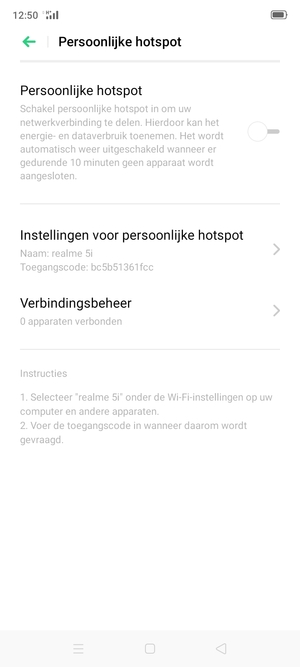 Selecteer Instellingen voor persoonlijke hotspot