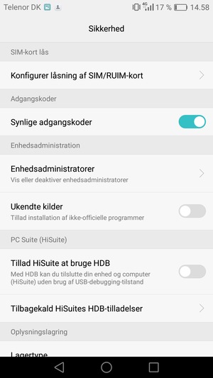 Vælg Konfigurer låsning af SIM/RUIM-kort
