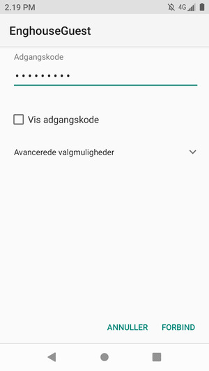 Indtast Wi-Fi adgangskoden og vælg FORBIND