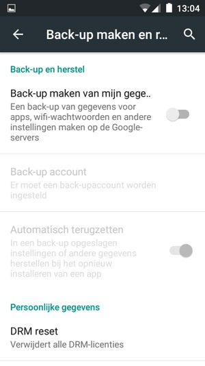Schakel Back-up maken van mijn gege..