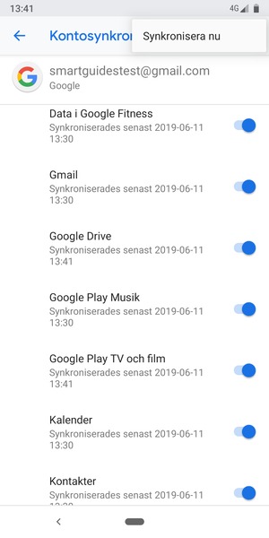 Välj Synkronisera nu