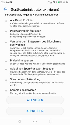 Scrollen Sie nach unten und wählen Sie AKTIVIEREN