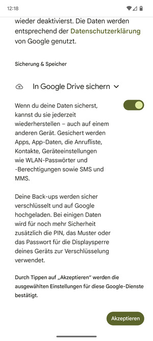 Wählen Sie Akzeptieren