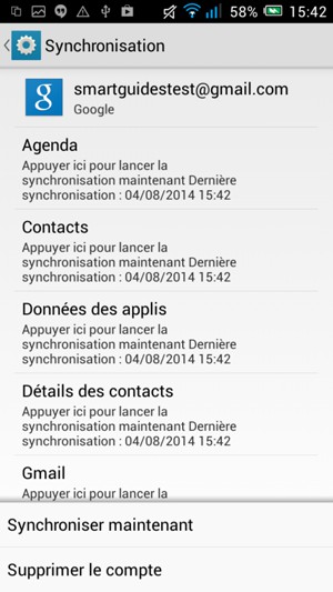 Sélectionnez Synchroniser
maintenant