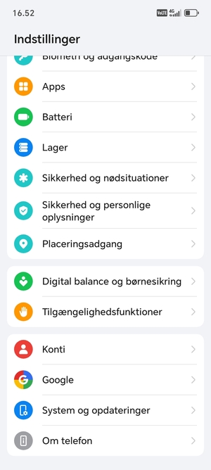 Scroll til og vælg System og opdateringer