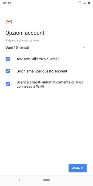 Seleziona AVANTI