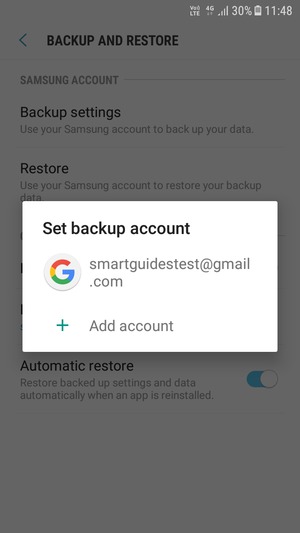 Select your backup account