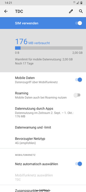Schalten Sie Netz automatisch auswählen aus