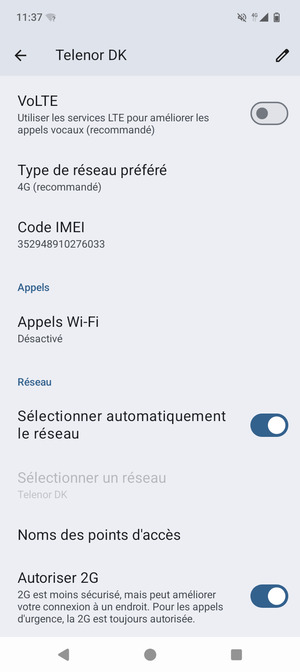 Faites défiler et sélectionnez Noms des points d'accès