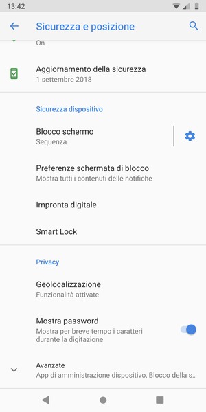 Scorri e seleziona Avanzate