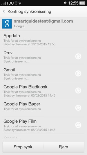 Dine oplysninger vil blive synkroniseret