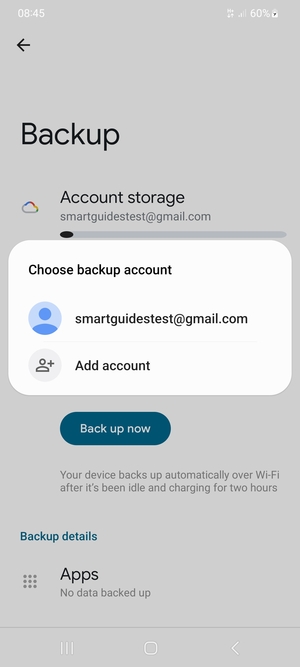Select your backup account