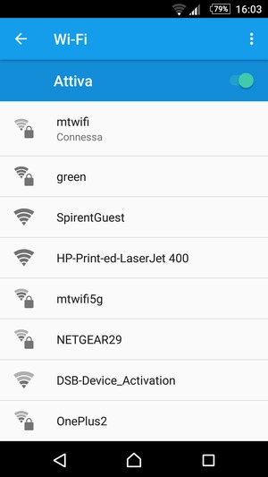 Ora sei connesso alla rete Wi-Fi