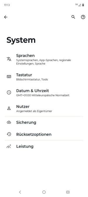 Wählen Sie Sicherung