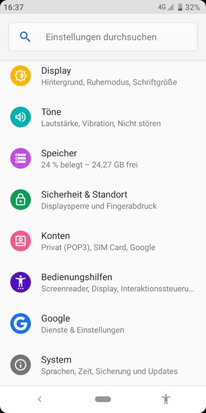 Scrollen Sie und wählen Sie Sicherheit & Standort