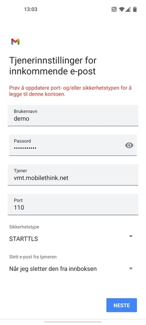 Velg Sikkerhetstype