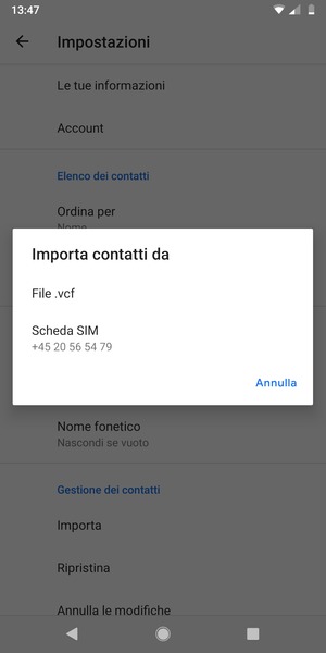 Seleziona Scheda SIM
