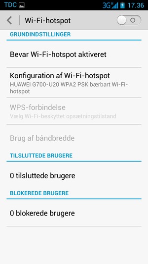 Vælg Konfiguration af Wi-Fi-hotspot