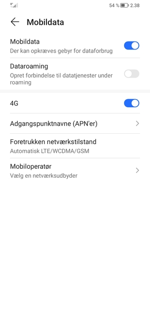 Vælg Foretrukken netværkstilstand