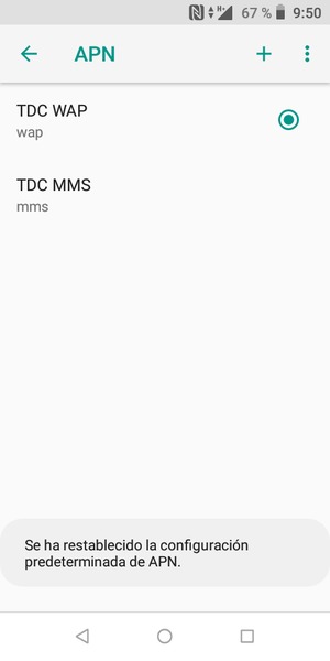 El teléfono se reiniciará con la configuración predeterminada de Internet y MMS