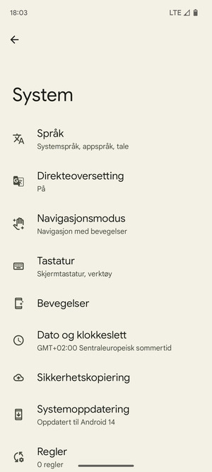 Velg Sikkerhetskopiering