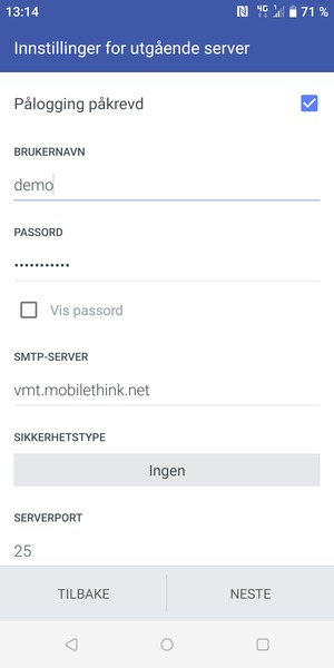 Skriv inn utgående serveradresse