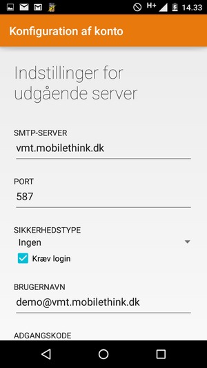 Indtast udgående serveradresse