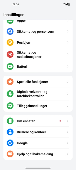 Bla til og velg Om enheten